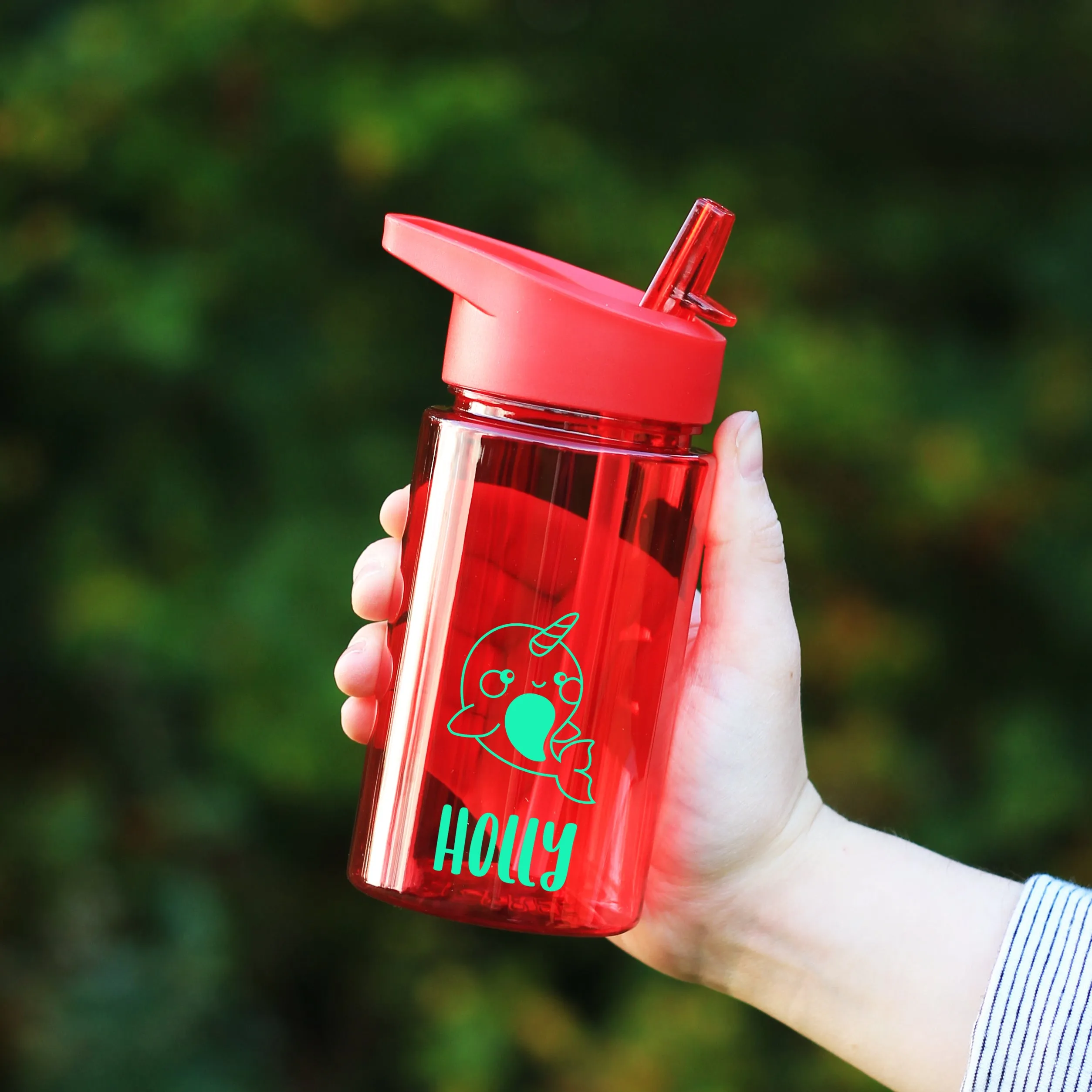 Personalised Children's 440ml Tritan Water Bottle with Flip Straw & Carry Handle