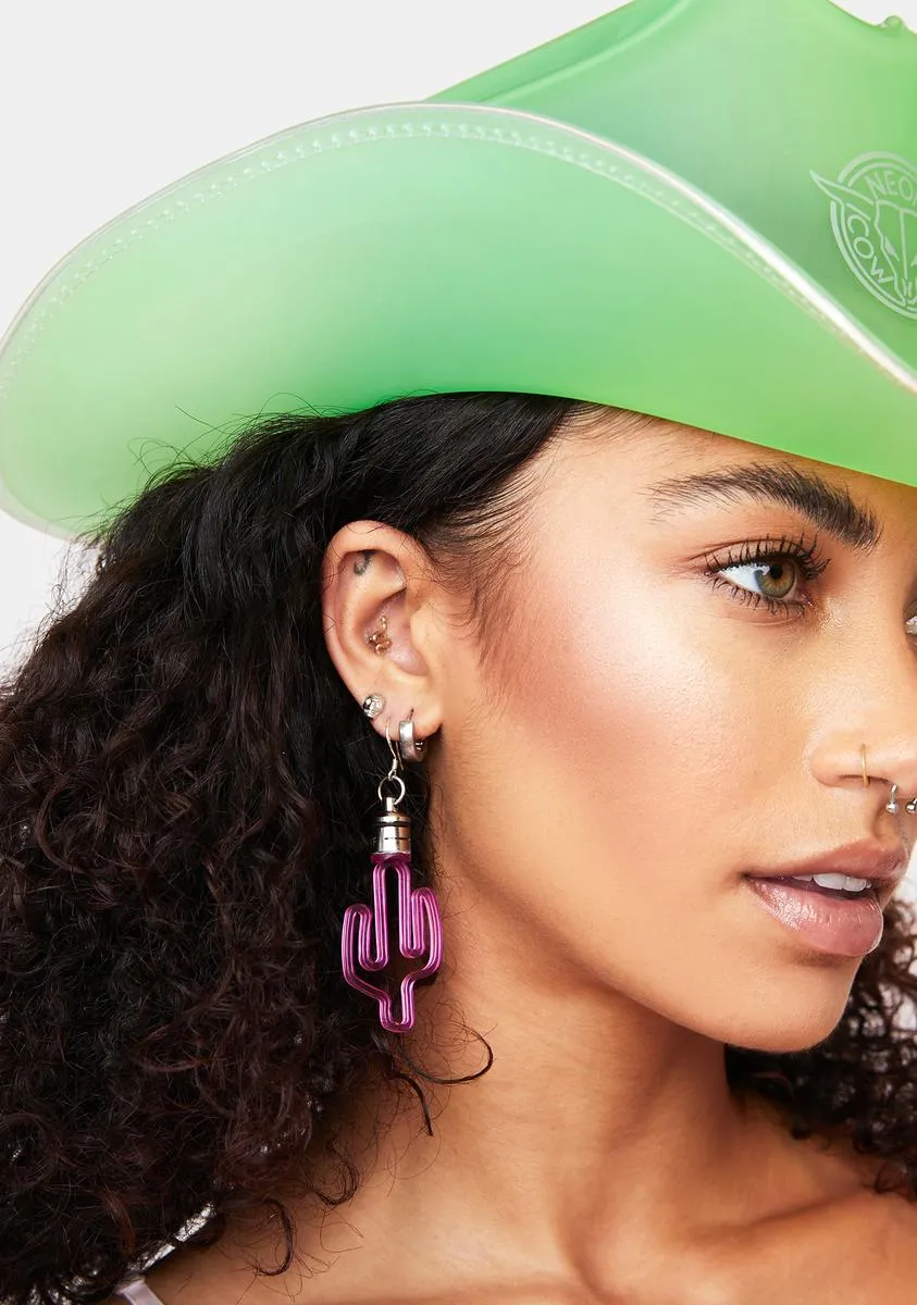 Pink Light Up Cactus Earrings