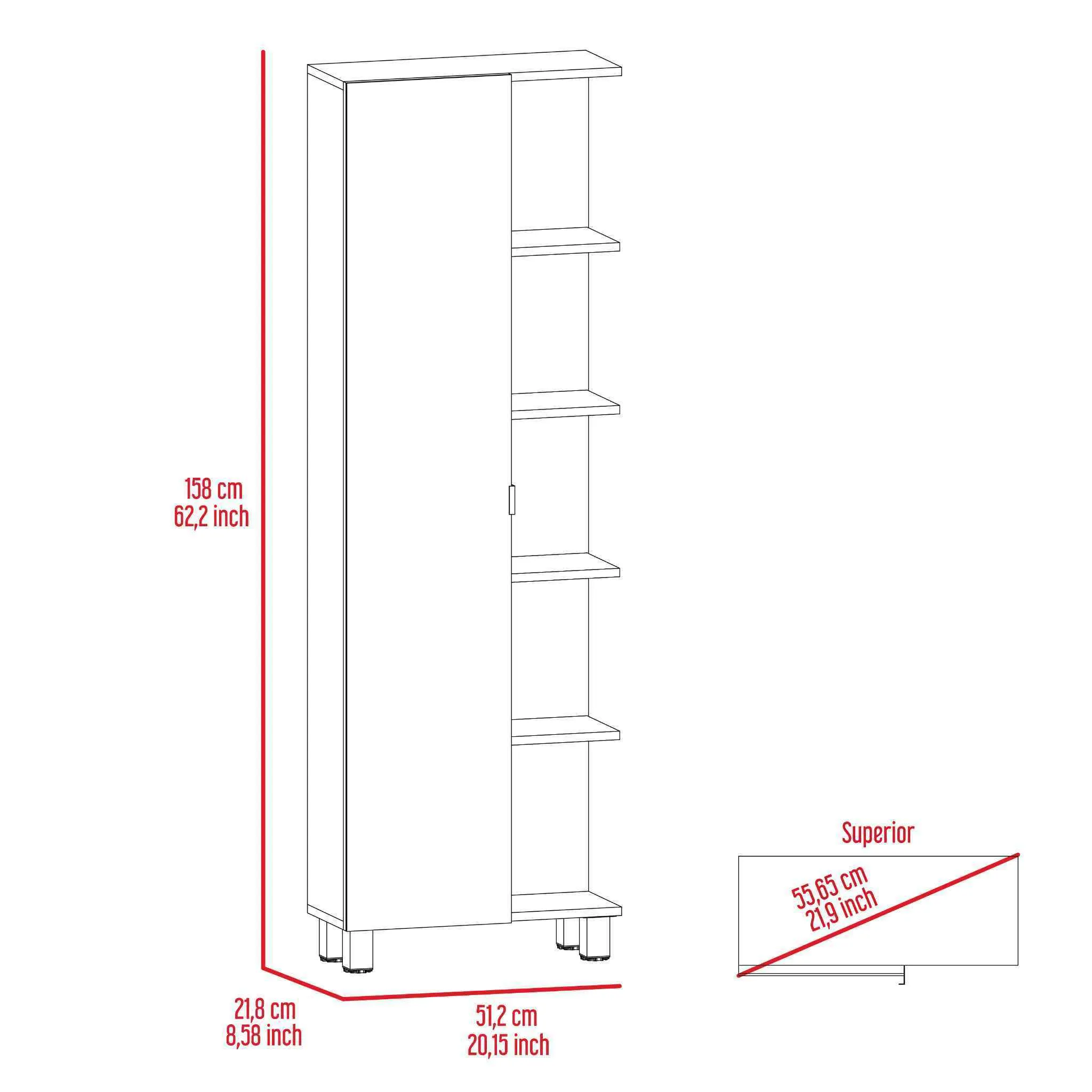 Portland 5-Shelf Linen Cabinet with Mirror Black Wengue