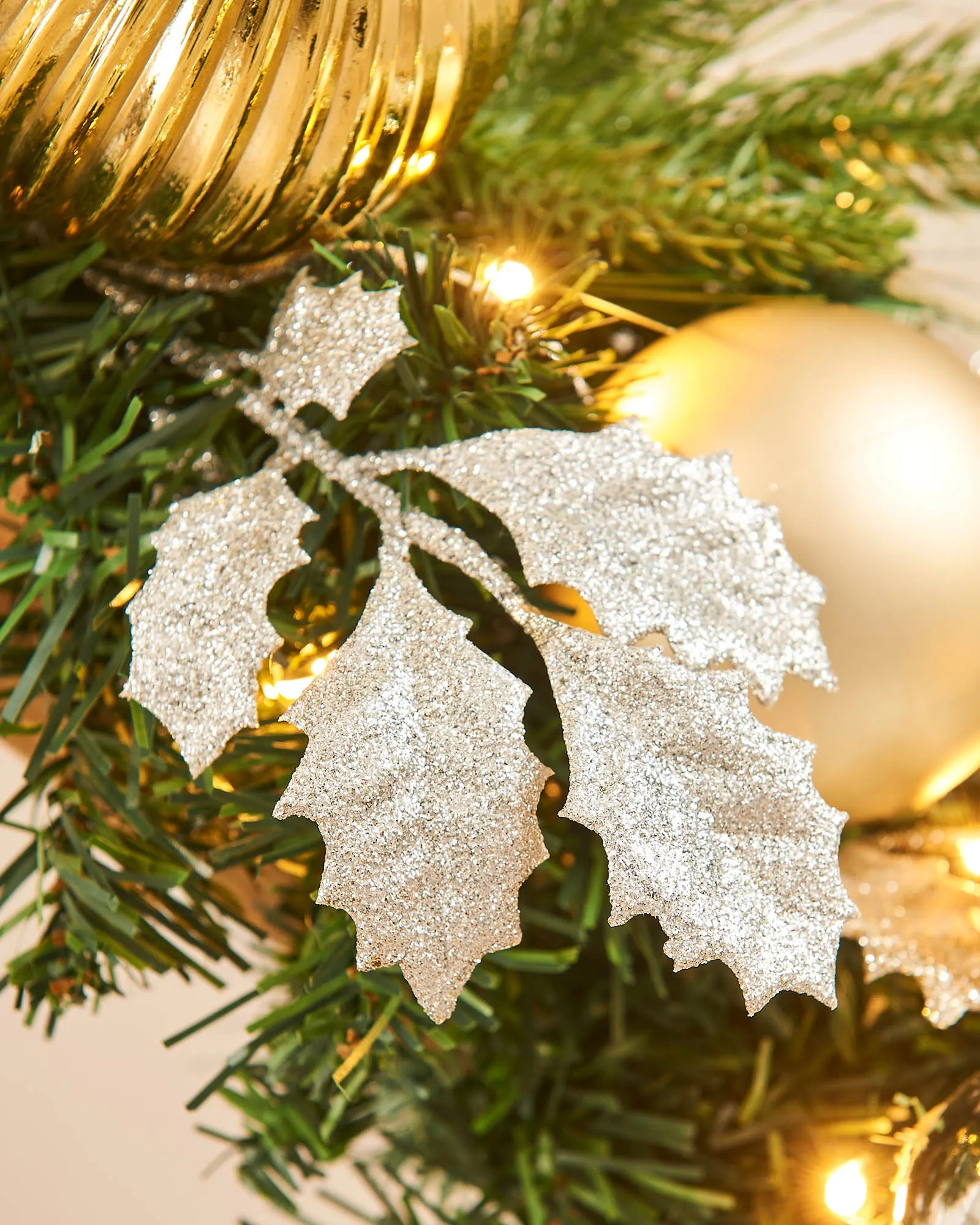 Pre-Lit Decorated Garland, Silver/Champagne/Gold, 9 ft