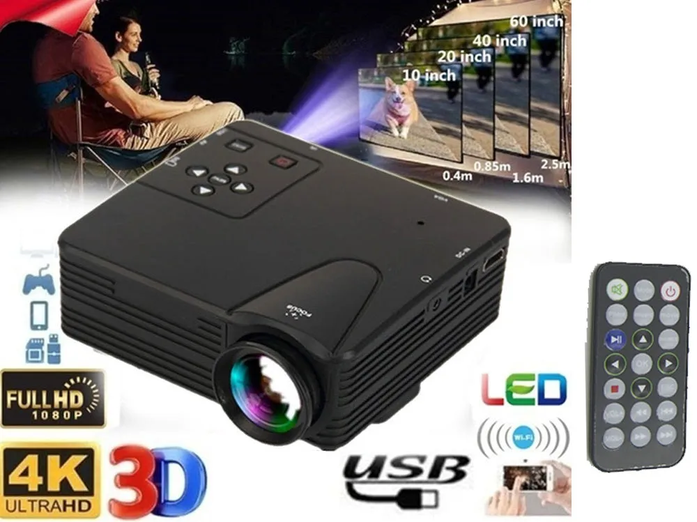 Projector 1080P PC AV TV VGA USB Projector
