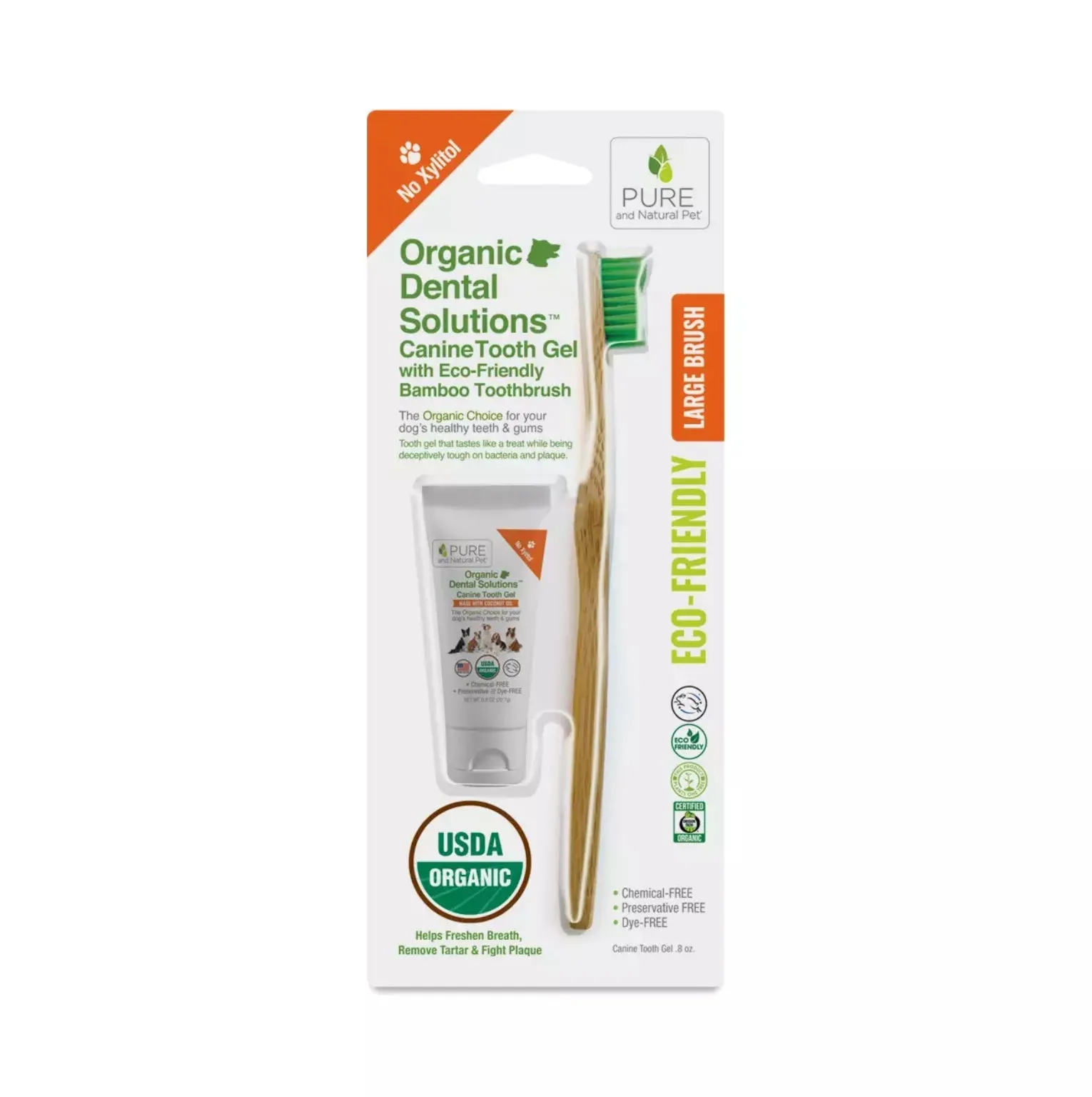 Pure And Natural Pet Dental Canine Tooth Gel w/ Toothebrush