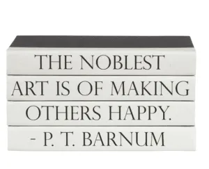 "THE NOBLEST ART IS OF MAKING OTHERS HAPPY" Quote Book Stack