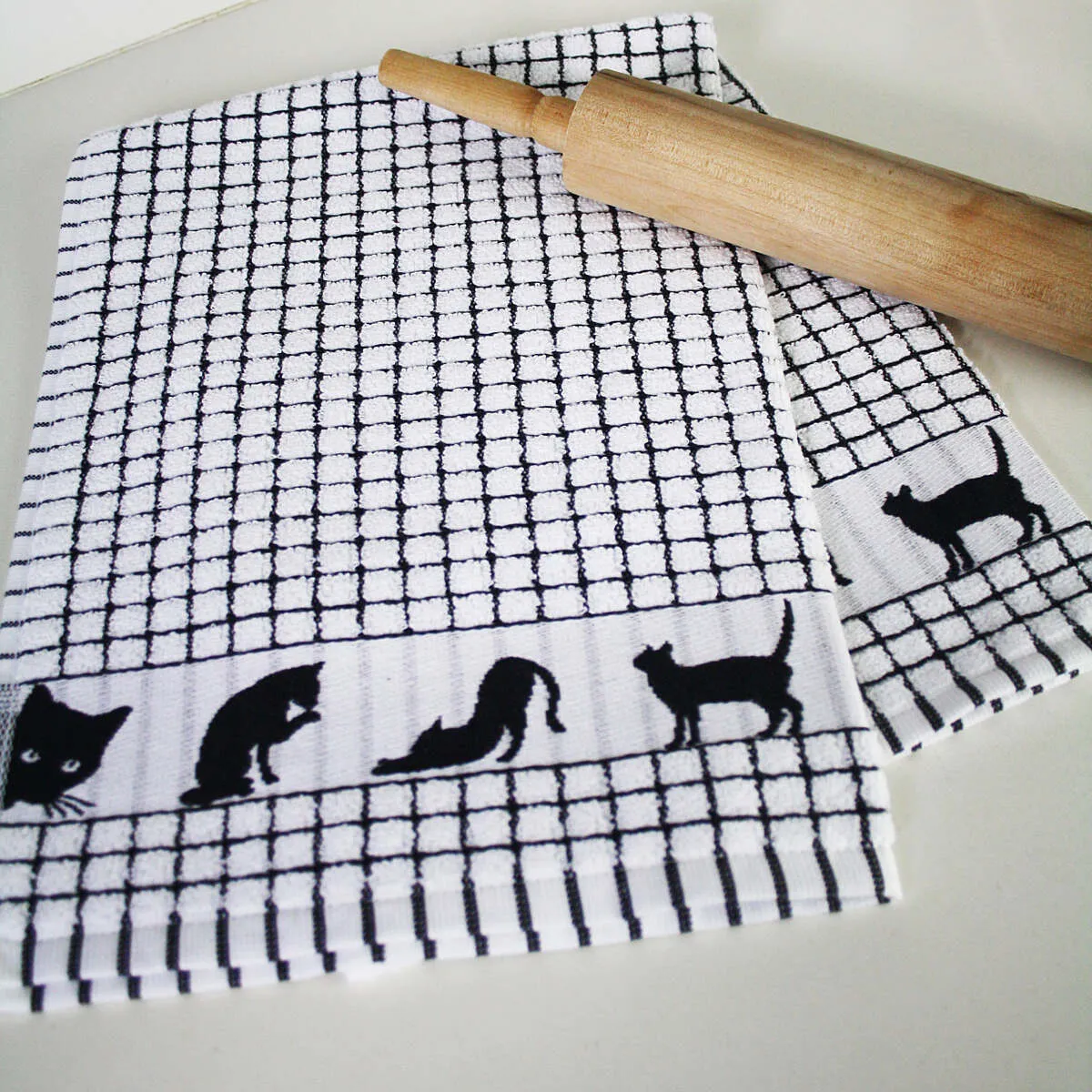 Samuel Lamont Poli-Dri Tea Towel Jacquard Black Cat