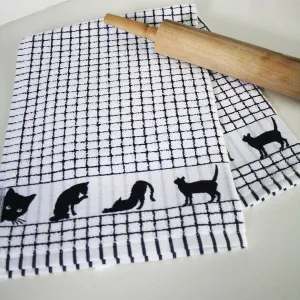 Samuel Lamont Poli-Dri Tea Towel Jacquard Black Cat