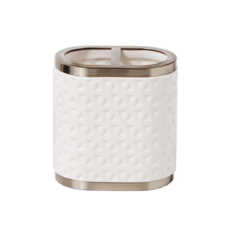 Saturday Knight Ltd Geo Embossed Pattern Bath Toothbrush Holder - 4.24x2.67x4.18", Natural