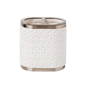 Saturday Knight Ltd Geo Embossed Pattern Bath Toothbrush Holder - 4.24x2.67x4.18", Natural