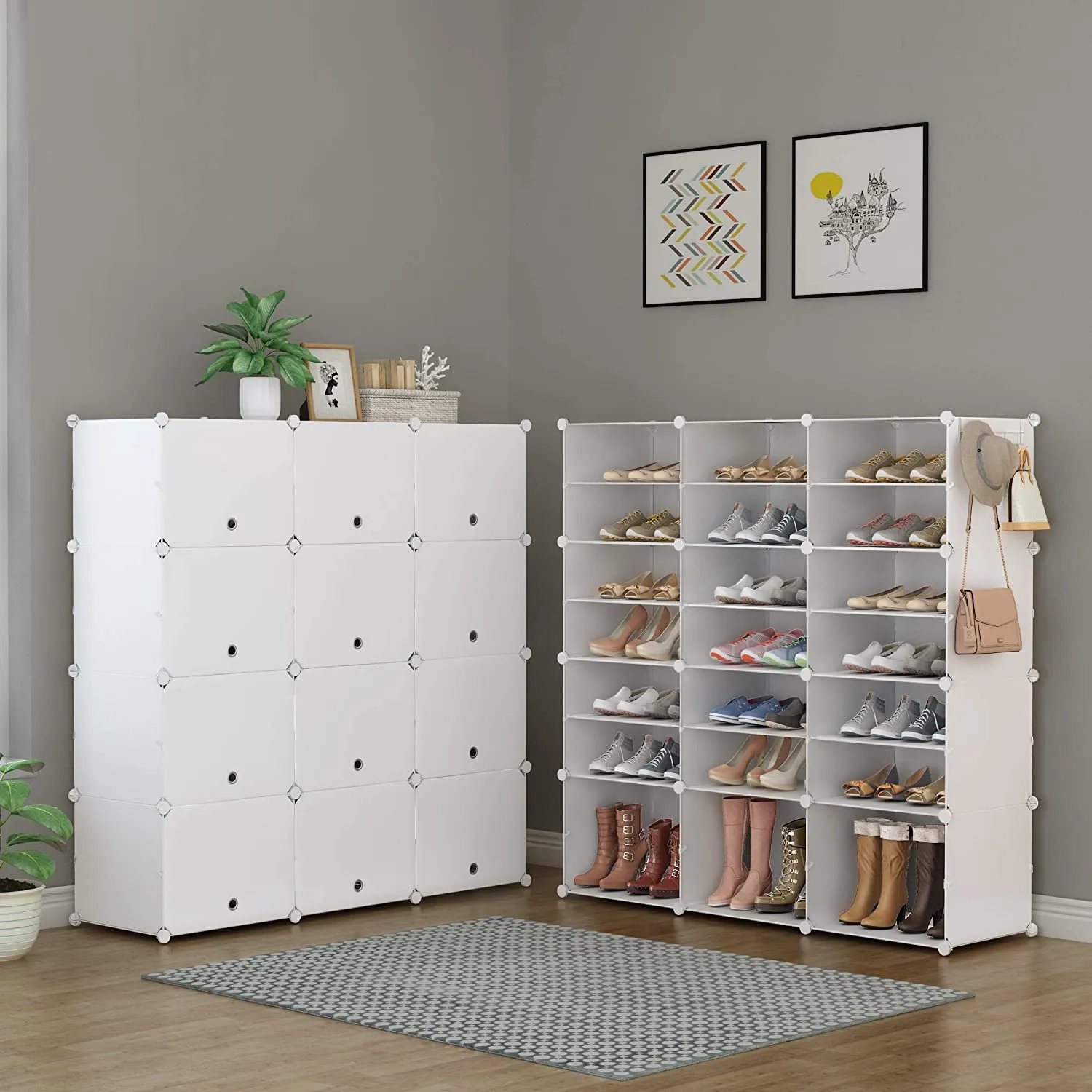 Shoe Rack, 7 Tier Shoe Storage Cabinet 42 Pair Plastic Shoe Shelves Organizer for Closet Hallway Bedroom Entryway