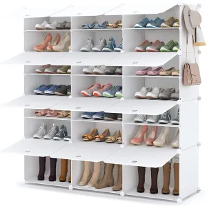 Shoe Rack, 7 Tier Shoe Storage Cabinet 42 Pair Plastic Shoe Shelves Organizer for Closet Hallway Bedroom Entryway