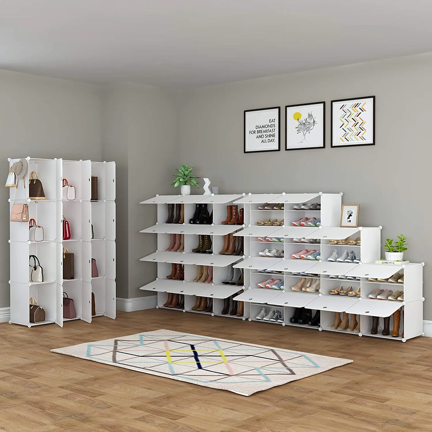 Shoe Rack, 7 Tier Shoe Storage Cabinet 42 Pair Plastic Shoe Shelves Organizer for Closet Hallway Bedroom Entryway