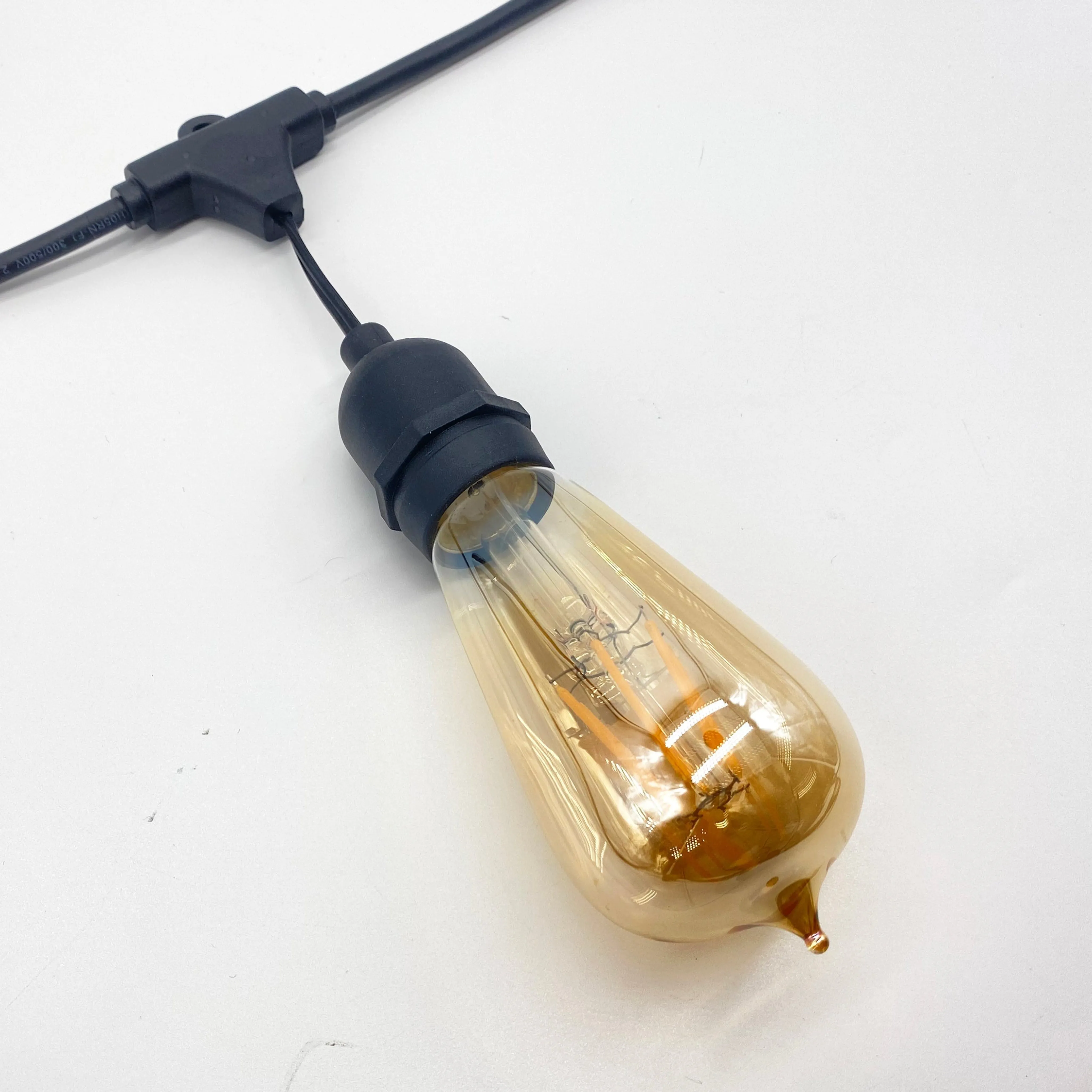 ST58 Amber Bulb | 15m 15 Bulbs | Drop Hang Dimmable Festoon Lights