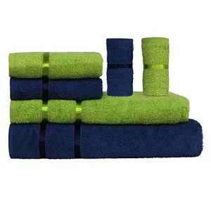 Story@Home 6 Piece Cotton Bath and Hand Towel Set - Lime and Navy