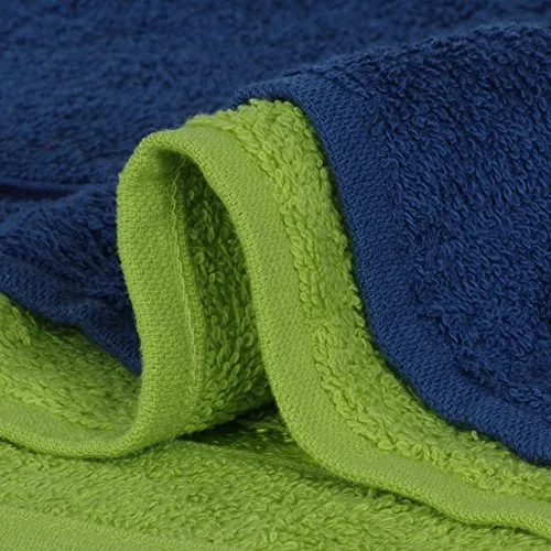 Story@Home 6 Piece Cotton Bath and Hand Towel Set - Lime and Navy