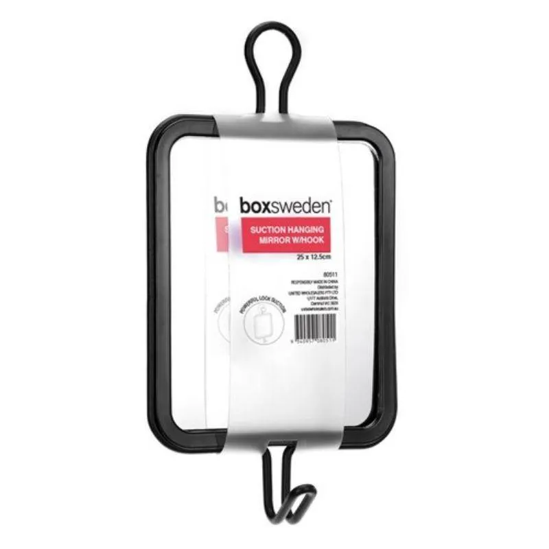 SUCTION HANGING MIRROR W/HOOK25X12.5CM