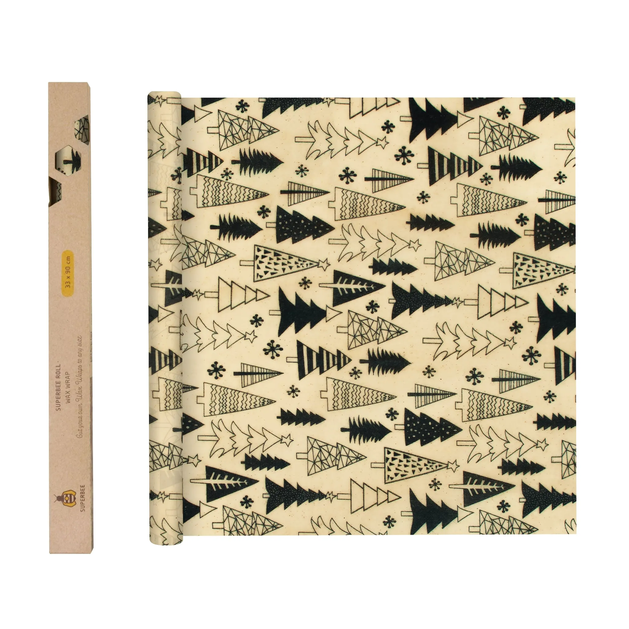 SUPERBEE Beeswax Wrap Roll XL, Reusable Beeswax Wrap for Food, Wrap Roll, Reusable Bees Wrap Paper for Wrapping Vegetables, Cheese Paper, Bowl Covers and Sandwich Wrapping Paper, Christmas - 35x13"