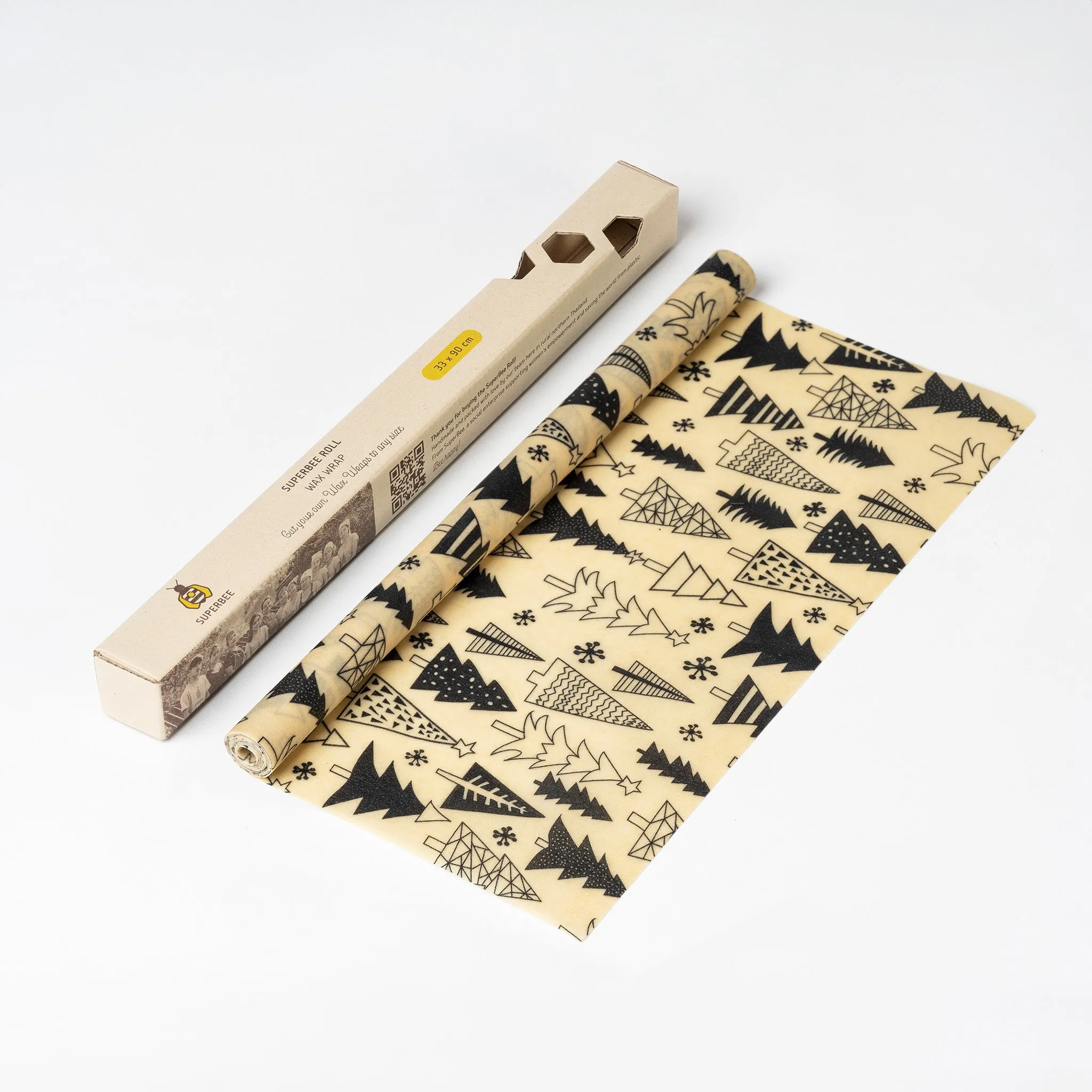 SUPERBEE Beeswax Wrap Roll XL, Reusable Beeswax Wrap for Food, Wrap Roll, Reusable Bees Wrap Paper for Wrapping Vegetables, Cheese Paper, Bowl Covers and Sandwich Wrapping Paper, Christmas - 35x13"