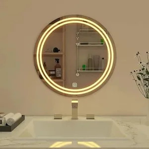 SUPPER MIRROR Decors LED Mirror Glass for Bathroom Wall Decorative Interior Decor Mirrors for Bedroom, Living Room, Drawing Room, Makeup Room and Wash Basin Round Shape.