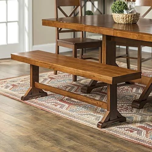 Walker Edison Furniture Solid Wood Brown Dining Bench