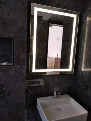 Wall mounting LED mirror with Feather touch Smart switch Size: 24 Inch (H) x 16 Inch (W)